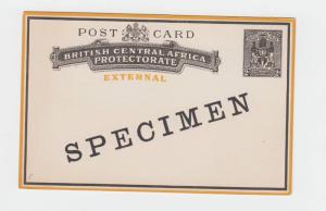 BRITISH CENTRAL AFRICA 1895 2d SPECIMEN POST CARD, VF UNUSED H&G#5 (SEE BELOW)