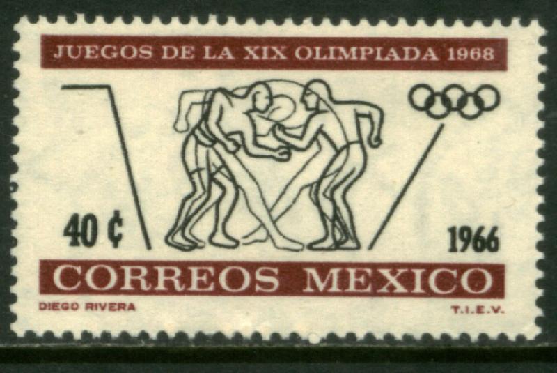 MEXICO 975, 40¢ 2nd Pre-Olympic Issue, WRESTLING - 1966 MINT, NH. VF.