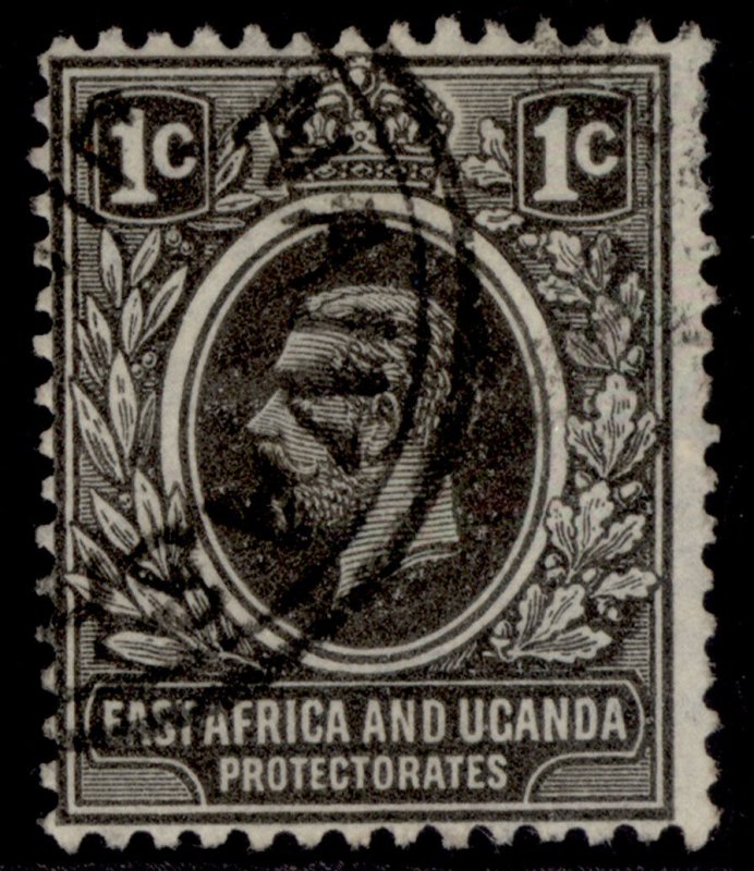 EAST AFRICA and UGANDA GV SG65, 1c black, FINE USED.