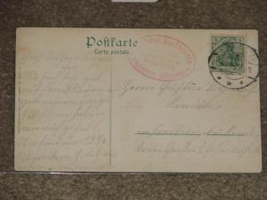 Germany- Postal Card  1908 with Auxilary Cancel