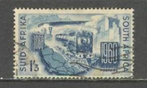 SOUTH AFRICA Sc# 240 USED F Map Old & New Locomotives