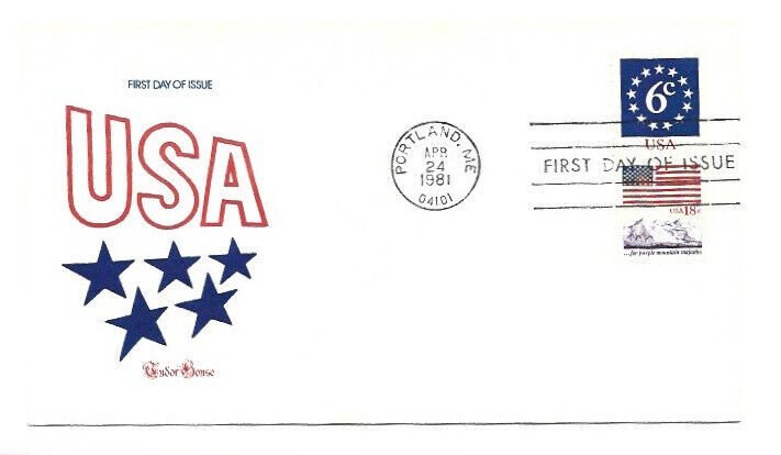 1892-93 Circle of Stars, Flag/Mountain booklet pair Tudor House FDC