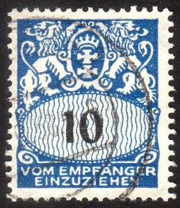 1923, Danzig, 10pfg, Used, Sc J31, Mi P31