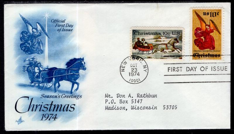 US 1550-1551 Christmas Artcraft Typed FDC