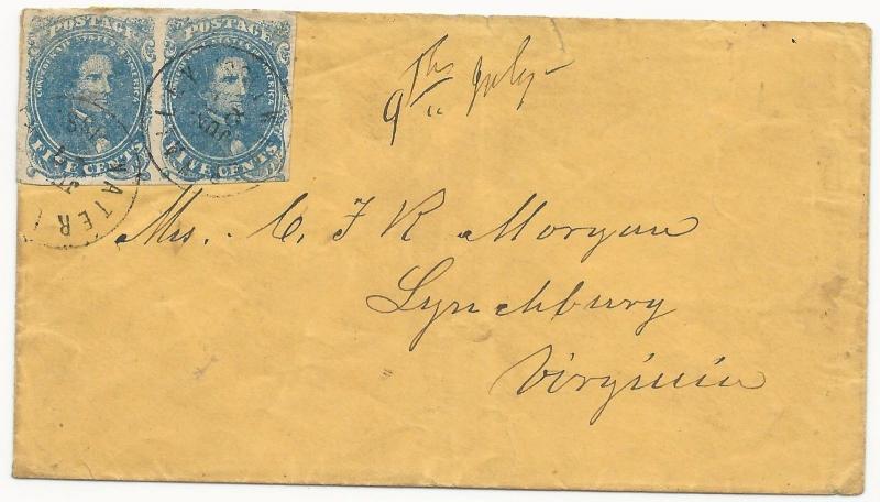 CSA Scott 4 Pair Stone 2 Position 27-28 on Cover Water Valley MS June 27 1862