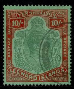 LEEWARD ISLANDS GVI SG113b, 10s green & red/green, FINE USED. Cat £110.