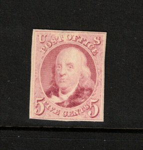 USA #3TC4a Very Fine Trial Color Plate Proof On Card In Dull Rose