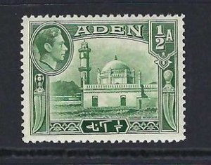 Aden Sc #16: King George VI pictorials,  ½a 1939 MLH