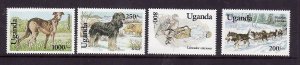 Uganda-Sc#1127//34-unused NH 1/2 set-Dogs-Animals-Huskies-Briard-1993-