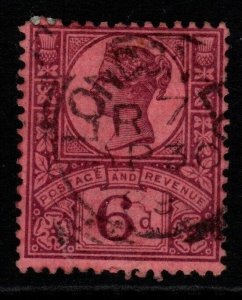 GB SG208 1887 6d PURPLE/ROSE-RED USED 