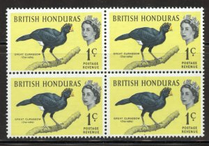 British Honduras Scott 167 MNHOG Block of 4 - 1962 1c Great Curassow - SCV $5.00