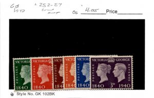 Great Britain, Postage Stamp, #252-257 Mint Hinged, 1940 King George (AF)
