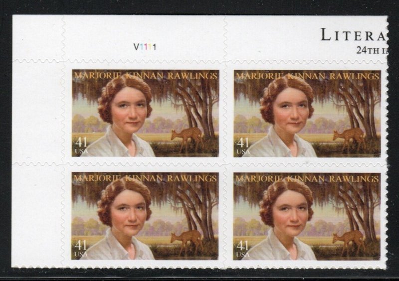 ALLY'S US Plate Block Scott #4223 41c Marjorie Kinnan Rawlings [4] MNH [STK]