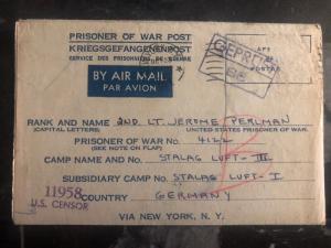 1944 Washington Usa To Germany POW Camp Cover Luft Stalag 3 Prisoner J Perlman