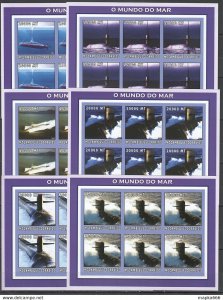 Imperforate 2002 Mozambique New Transport Ships Boats Submarines 6Set ** Kv170