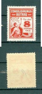 Germany 1920is. Poster Stamp. MNH.   For 8 Hours Work Day