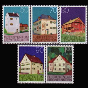 LIECHTENSTEIN 1978 - Scott# 642-6 Farmhouses 50r-1f NH