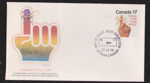 CANADA FDC Scott # 816 - New Postal Codes - Fleetwood Cachet