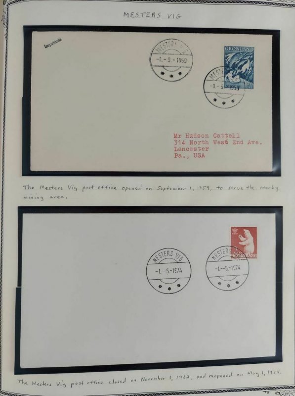 GREENLAND TOWN CANCEL COVERS 2 albums 144 diff covers w/First Day postmark