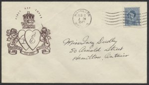 1948 #276 4c Royal Wedding FDC Brown Jacobi Cachet Hamilton CDS