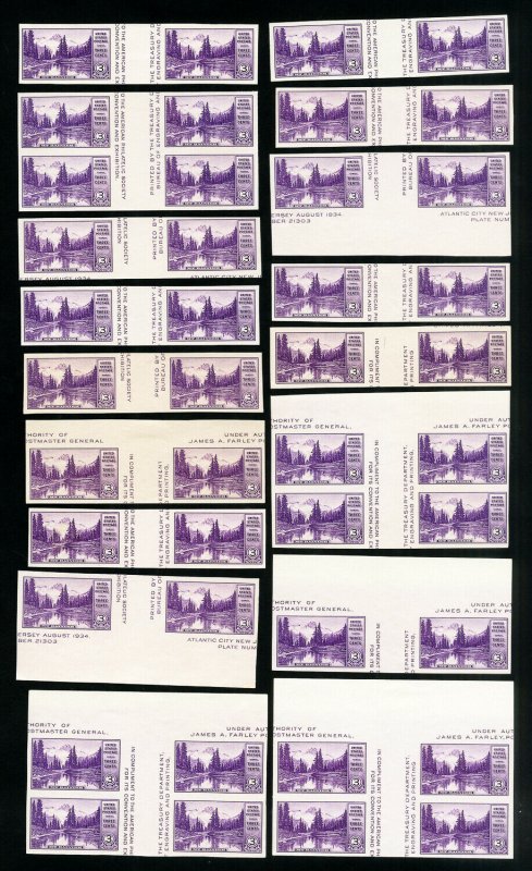 US Stamps # 770a XF Lot of 50 horiz. pairs w/ vert. gutters Scott Value $525.00