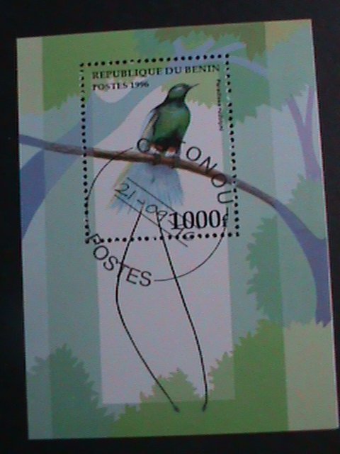BENIN 1996-SC#986 LOVELY BEAUTIFUL PARADISEA RUDOLPHI BIRD-CTO S/S VERY FINE