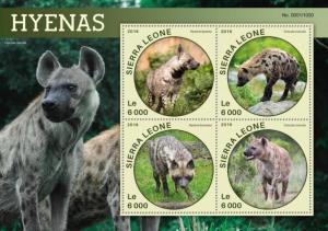 SIERRA LEONE 2016 SHEET HYENAS WILDLIFE srl16113a