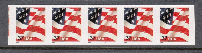 USA PNC SC# 3632 FLAG $0.37c PL# 1111A SELF ADHESIVE PNC5 MNH