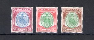 1949-55 NEGRI SEMBILAN, Stanley Gibbons #60-62 - 3 High Values - MNH**