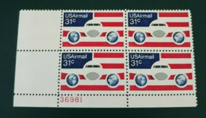 1976 Air Mail 31c Plate Block, Scott # C89,VF-XF MNH**