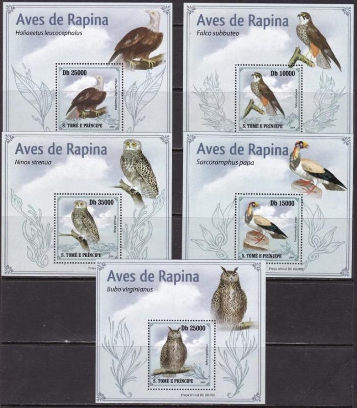 Sao Tome and Principe, Fauna, Birds of Prey LUX S/S. MNH / 2009