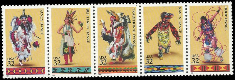 US - #3076a - Strip of 5 -  MNH - SCV-6.00