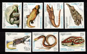 Cambodia Sc 805-11 NH set of 1987 - Reptiles