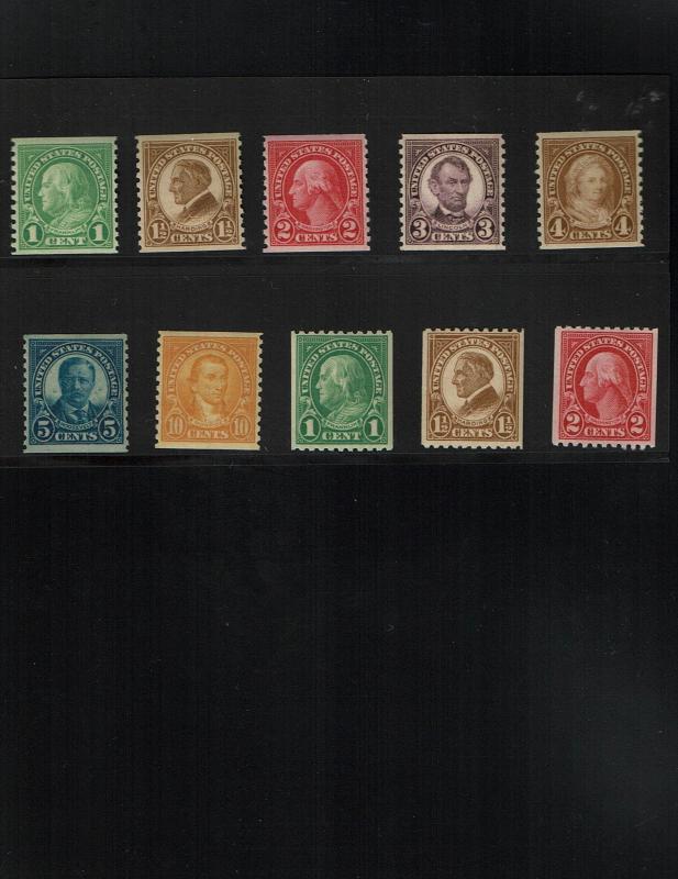 Scott #597-606 (no 599A) VF-OG-LH. SCV - $18.00