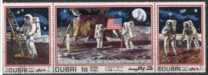 Dubai 118 (used cto strip of 3; see note) astronauts on the moon (1969)