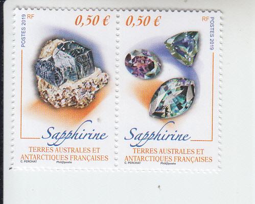 2019 FSAT Fr Antarctic Sapphirine Mineral Pair (Scott 609) MNH