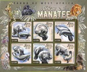 A8473a - SIERRA LEONE -ERROR MISPERF Stamp Sheet - 2015 AFRICAN MANATEE