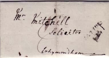 Great Britain Halton 1816 sl with ms 8 on Stampless Folded Letter Domestic use.