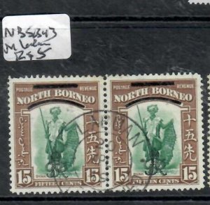 NORTH BORNEO  15C ROYAL CYPHER PAIR  SG  343 SON LABUAN CDS    VFU    P0327H