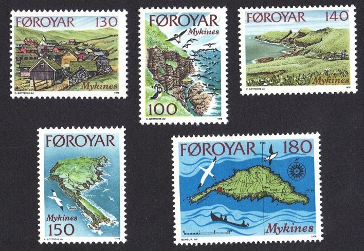 Faroe Islands  #31-35  MNH   1978  Mykines island