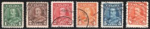 Canada SC#217-222 1¢-8¢ King George V Single (1935) Used