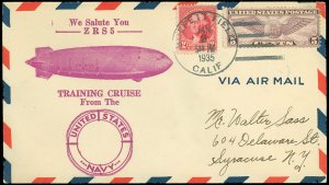 1/2/35 USS Macon WE SALUTE YOU Navy -ZRS5- in Training Cruise, Moffett Field!