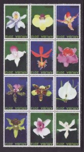 Aruba-Sc#411- id6-unused NH set-Flowers-Orchids-2012-