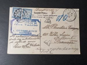 1920 Uruguay Postcard Cover Montevideo to Lucien France Jose Valido