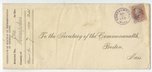 1878 6ct banknote #186 Northampton MA pretty cover [y3544]