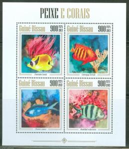 GUINEA BISSAU 2013 FISH & CORALS  SHEET  MINT NH