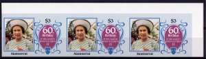 MONTSERRAT 1986 QUEEN'S EIZABETH II 60Th.STRIP OF 3 SETS IMPERFORATED MNH