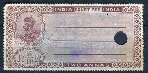 INDIA; Early 1900s GV portrait Court Revenue fine used value