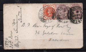 GB QV 1896 2d + 1/2d cover to Dresden Germany WS36985