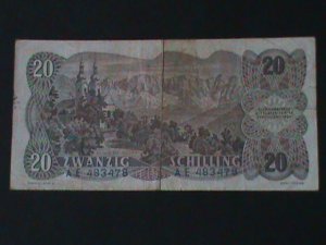 AUSTRIA-1956 AUSTRIAN NATIONAL BANK-$20 SCHILING-CIRCULATED-VF-68 YEARS OLD